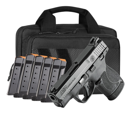 Smith & Wesson M&P Shield Plus Bundle Micro-Compact 9mm, 3.10" Barrel, Black 6 13rd Mags & Bag