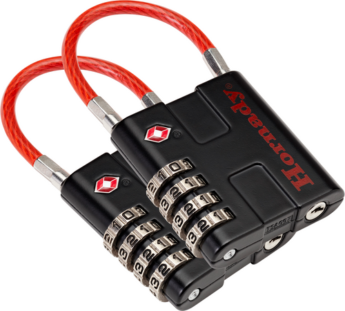 Hornady Rapid Safe TSA Lock Open With Combination Black/Red 2 Pack *Worn