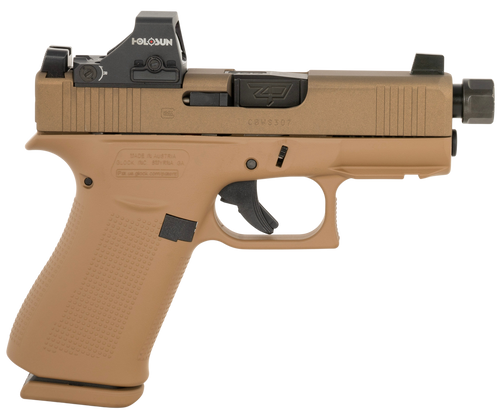 Glock 43X MOS 9mm Luger 3.41" Threaded Barrel, Flat Dark Earth, Holosun HS 407K Red Dot 10rd