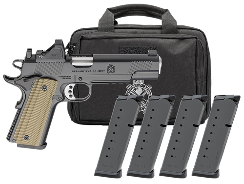 Springfield 1911 Operator AOS Optic Gear Pac 45 ACP 5" Match Grade Barrel, Black Cerakote Serrated Slide, Cerakote Frame, VZ G10 Grip, Viridian RFX-11 Green Dot, * rd