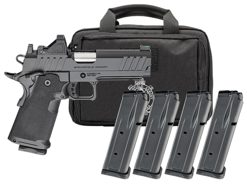 Springfield 1911 DS Prodigy Gear Pac Optic Package 9mm 4.25" Match Grade Bull Barrel, Optic Ready/Serrated Slide, Viridian RFX-11 Optic, 10 Rd