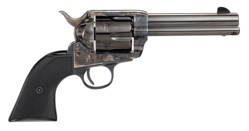 Taylors & Company 1873 Pietta 9mm 6 Shot 4.75" Bluedrd Barrel, Blued Cylinder, Color Case Hardened Steel Frame, Black Checkered Plastic Navy Grip, Manual Safety, Exposed Hammer