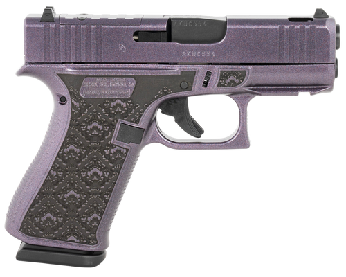 Glock 43X MOS Exclusive 9mm, 3.41" Ported Barrel, Amethyst Purple, Optic Cut/Ported/Serrated Slide, Beavertail, RMSc Footprint, 10rd