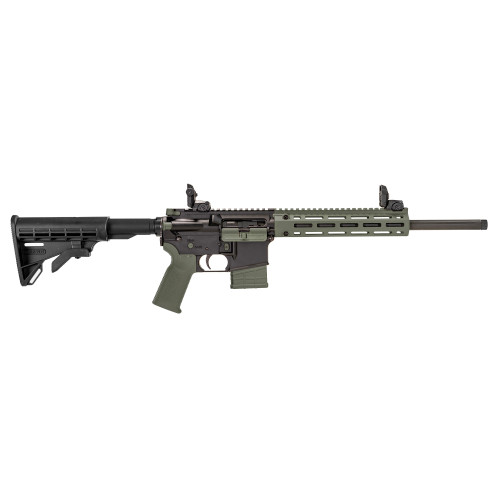 Tippmann M4-22 LTE 22 LR, 16" Barrel Threaded, Matte Black with Olive Drab Green Accents, Composite Free Float Handguard, Front/Rear Flip Sights, M4 Collapsible Stock, 10rd, 1 Magazine