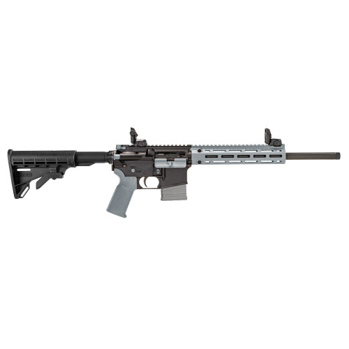 Tippmann M4-22 LTE Accent 22 LR, 16" Threaded Barrer, Matte Black, Gray Accents, Composite Free Float Handguard, Front/Rear Flip Sights, M4 Collapsible Stock, 10rd