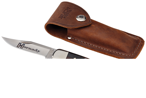 Hornady Buck 110 Folding Plain 420 Stainless Steel Blade Brown Macassar Ebony Dymondwood w Nickel Plated Bolsters Handle