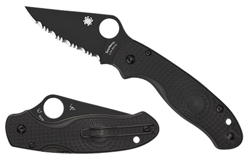Spyderco Para 3 Lightweight 2.92" Folding Plain Black DLC CTS BD1N SS Blade/Black Textured FRN Handle Includes Pocket Clip