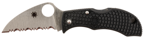 Spyderco MBKWSB Manbug 1.91" Folding Wharncliffe Serrated Non-Reflective Black TiCN VG-10 SS Blade, Black Textured FRN Handle