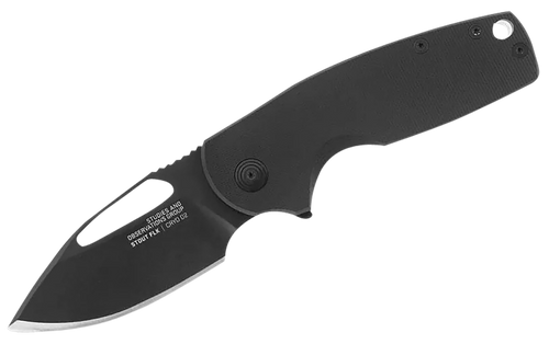 S.O.G Stout FLK 2.62" Folding Clip Point Plain Black TiNi Cryo D2 Blade, Black Textured G10 Handle