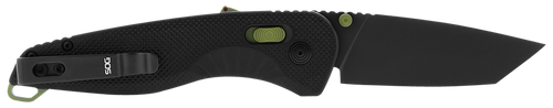 S.O.G SOG-11-41-09 Aegis AT 3.13" Folding Drop Point Plain Black TiNi Cryo D2 Steel Blade/Black Moss Accents Green Handle