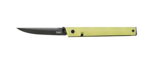 CRKT CEO Thumbstud Folding Knife, 3.11" Black Stonewashed 8Cr13MoV Blade, GRN Handle, Liner Lock