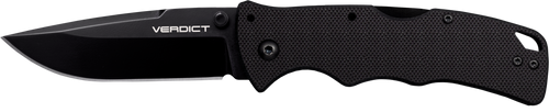 Cold Steel Verdict 3" Folding Spear Point Plain Black Matte AUS-10A SS Blade/Black G10 Handle Includes Belt Clip
