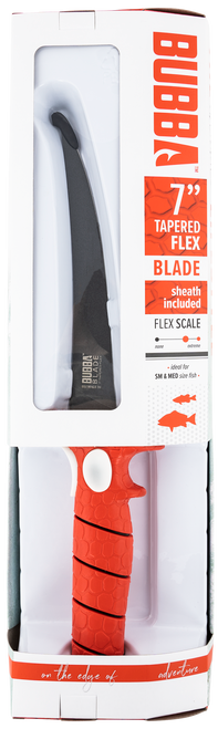 Bubba Blade Tapered Flex 7" Fixed Fillet Plain TiCN Carbon SS Blade Red/Black Non-Slip Handle
