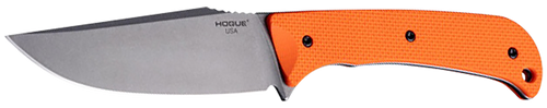 Hogue Extrak XL, Fixed Blade Knife, CPM MagnaCut, Plain Edge, 3.9" Clip Point Blade, Stone Tumbled Finish, Orange G-10 Handle, Silver Blade, Includes Sheath