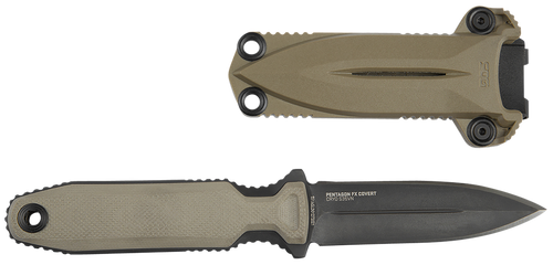 S.O.G SOG-17-61-04 Pentagon FX Covert 3.41" Fixed Spear Point Plain Black Titanium Nitride Cryo CPM S35VN Blade/G10 Flat Dark Earth Handle