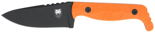 CobraTec Knives KingPin EDC 4" Fixed Drop Point Plain Black Powder Coated D2 Steel Blade, 4" Blaze Orange Textured G10 Scales Handle