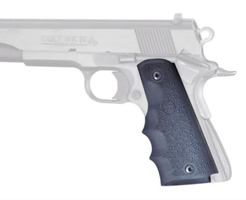 Hogue 1911 Officers Model Rubber Grip, Finger Grooves Black