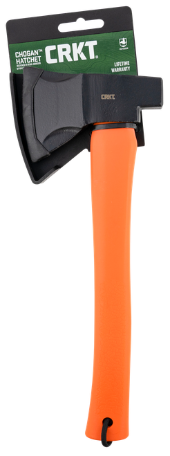 CRKT Chogan Hatchet, 3.16" Black 1055 Carbon Steel Blade, Orange GRN Handle