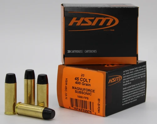 HSM 45 Colt Subsonic 400gr Hard Cast Long Flat Nose 20 Per Box/20 Case