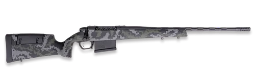 Weatherby 307 Range XP2 7MM PRC, 22" Threaded Barrel, 1/2X28 Thread Pitch, Cerakote Finish, Graphite Black, Green/Gray Sponge Pattern Polymer Stock, 5rd, Includes 2" Muzzle Brake