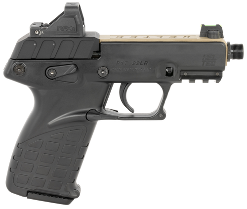 Kel-Tec P17 w/Optic Bundle Exclusive Compact 22 LR 16+1 3.80" Barrel, Tan Cerakote Slide, Black Frame w/Picatinny Rail, Viridian RFX-11 Green Dot