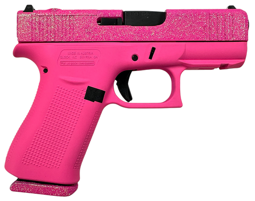 Glock 43X MOS 9mm 10rd,3.41" Black GMB Barrel, Pixie Glitter Cerakote Steel Optic Ready/Serrated Slide, Pixie Cerakote Polymer Frame & Grip, Ambidextrous