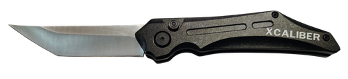 Xcaliber Knife Company Switch Blade 3.50" Folding Tanto Plain Stainless D2 Steel Blade, 4.75" Black Aluminum Handle