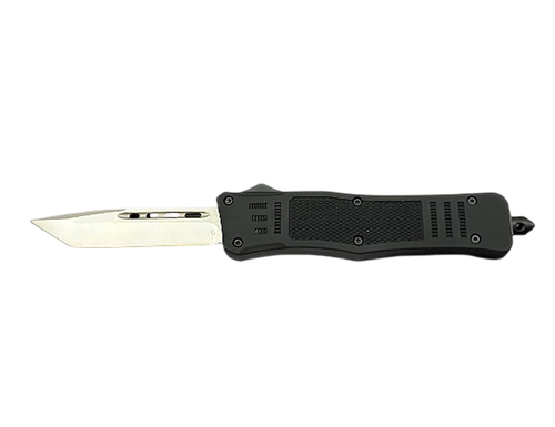 Steel River Knives MT616 Ultralight Mini 2.75" OTF Tanto Plain Polished D2 Steel Blade, 4.25" Black Aluminum Handle
