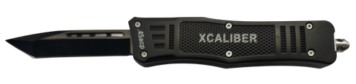 Xcaliber Knife Company 45 ACP 3.25" OTF Tanto Plain Black 440C SS Blade, 4.64" Steel Handle