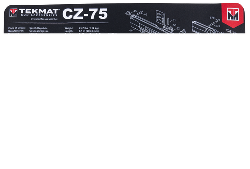 TekMat CZ 75 Original Mat Black/White Rubber 17" Long 11" x 17" CZ-75 Parts Diagram Illustration