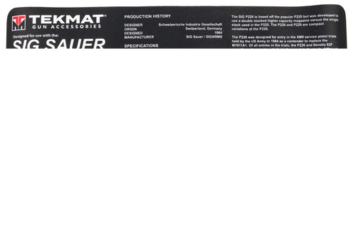 TekMat Sig P226 Pistol Mat, 11"x17", Black, Includes Small Microfiber TekTowel, Packed In Tube