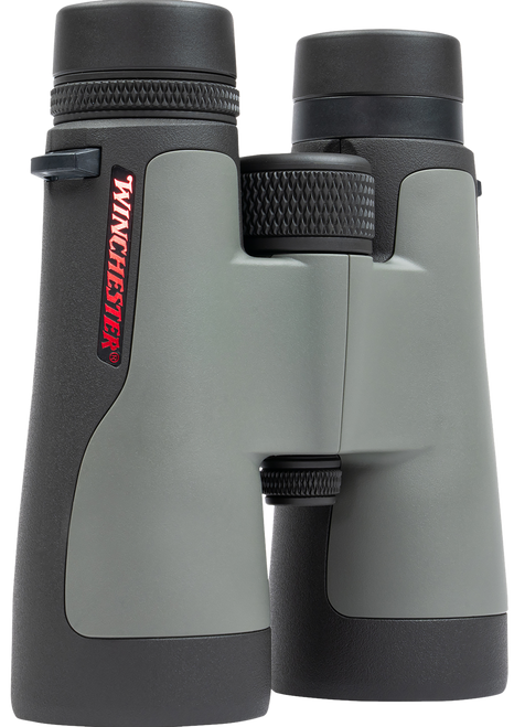 Winchester Supreme Optics Supreme Binocular, 12X Magnification, 50mm Objective, Matte Finish, Black and Gray, Includes Lens Covers, Cleaning Cloth, Chest Harness, and Padded Case
