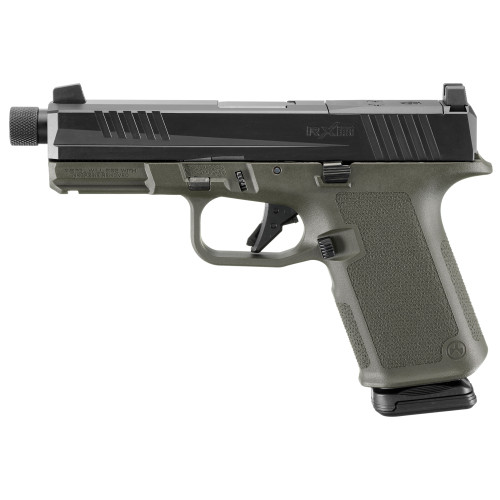 Ruger RXM 9mm, 4.5" Barrel, Threaded 1/2X28, Black Slide, Magpul EHG Olive Drab Green Frame, Optics Ready, Front Night Sight, 15rd, 2 Magpul PMAG GL19 mags