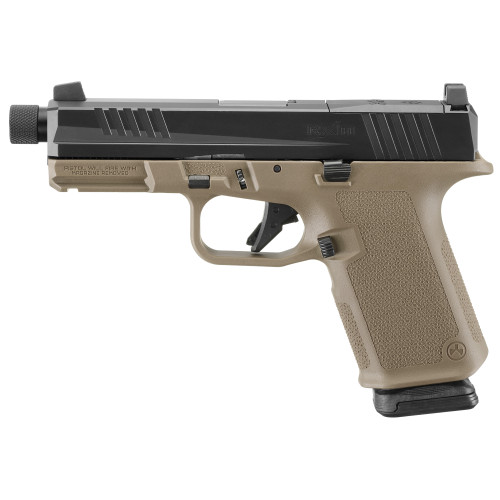 Ruger RXM 9mm, 4.5" Barrel, Threaded 1/2X28, Nitride Black Slide, Magpul EHG Flat Dark Earth Frame, Optics Ready, Front Night Sight, 15rd, 2 Magpul PMAG GL19 mags