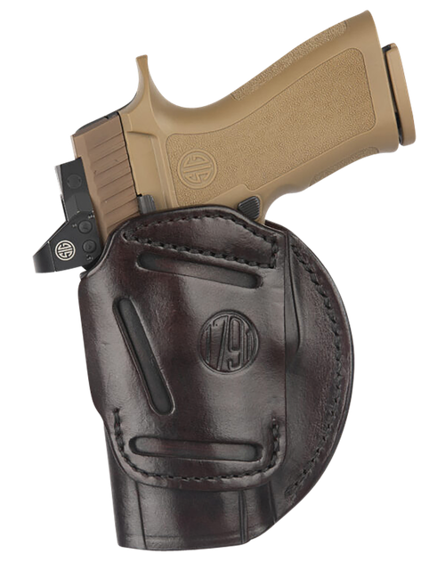 1791 Gunleather 4-Way IWB/OWB Size 06 Signature Brown Leather Belt Clip Compatible  Glock 21/Sig P225 Ambidextrous