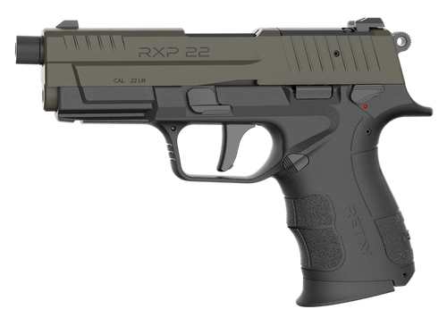 Retay RXP 22 LR 10+1 4" Threaded Barrel, OD Green Cerakote Optic Ready/Serrated Slide, Black Cerakote Polymer Frame w/Accessory Rail, RMR/RMSc Footprint
