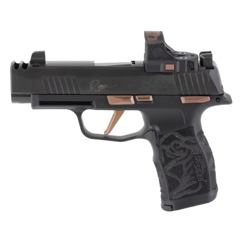 Sig Sauer P365 XL Rose Optic Kit Micro Compact 9mm 3.70" Barrel, Black w/Rose Gold Accents, LXG Laser Engraved Grip, ROMEO-RS Compact Red Dot, 12 Rd