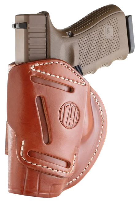 1791 Gunleather 4-Way IWB/OWB Size 06 Classic Brown Leather Belt Clip Compatible  Glock 17/Ruger American Pistol Ambidextrous