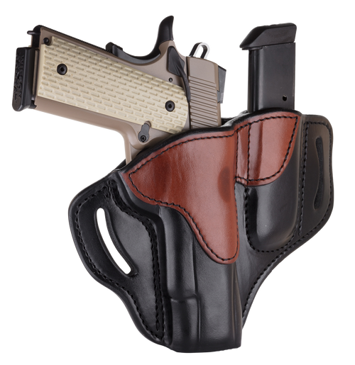 1791 Gunleather BH1M1 Belt Holster Combo Outside Waistband Black/Brown Leather Fits Browning Hi-Power/Colt 1911/Sig 1911 Size 01 Belt Slide Mount Right Hand Includes Mag 1.1 Pouch