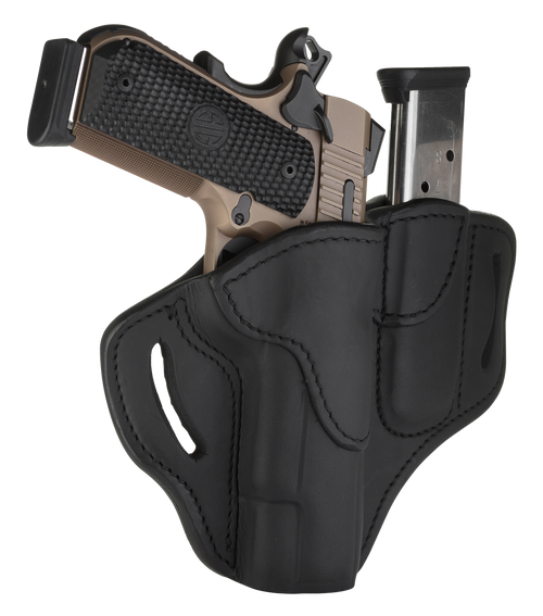 1791 Gunleather BH1M1 Belt Holster Combo Outside Waistband Stealth Black Leather Fits Browning Hi-Power/Colt 1911/Sig 1911 Size 01 Belt Slide Mount Right Hand Includes Mag 1.1 Pouch