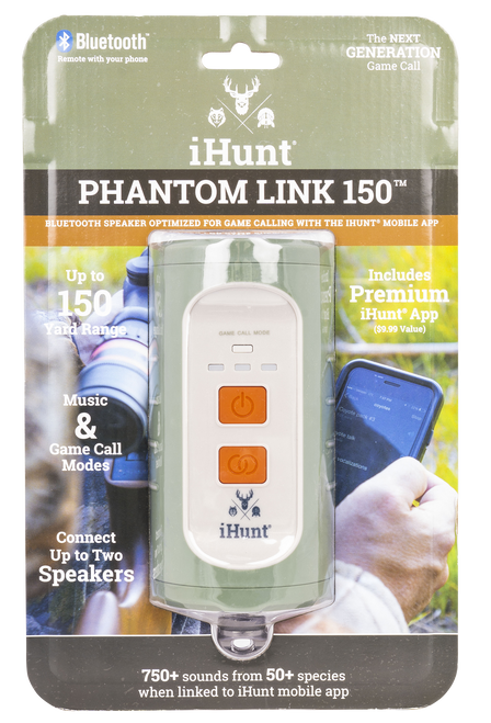 iHunt Phantom Link 150 Bluetooth Speaker Optimized For Game Calling iHunt Mobile App, Waterproof, 750 Preloaded Calls