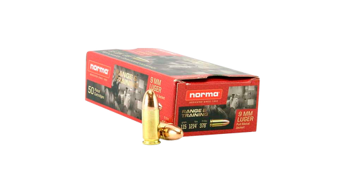 Norma Range and Training 9mm 115gr, FMJ, 50rd/Box
