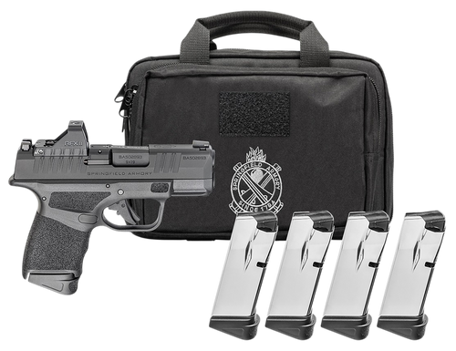 Springfield Hellcat OSP 380 ACP, 3" Barrel, Melonite Black, Textured Grip, Tritium Front Sight, Tactical Rear, Viridian Green Dot Optic, 3x13rd and 1x11rd, Range Bag