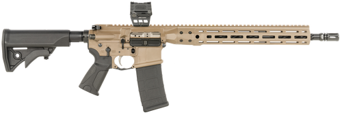 LWRC Individual Carbine DI Optic Kit 5.56 NATO 16.10" Barrel, FDE Cerakote M-LOK Handguard, LWRC Compact Stock, Magpul+ Grip, Holosun Optic, Magpul Case, 30 Rd