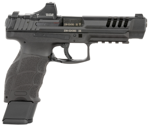 H&K VP9L Optic Package 9mm 5" Barrel, Long/Lightening Cut Slidel, Interchangeable Backstrap Grip, Holosun SCS Super Green Optic, 15 Rd