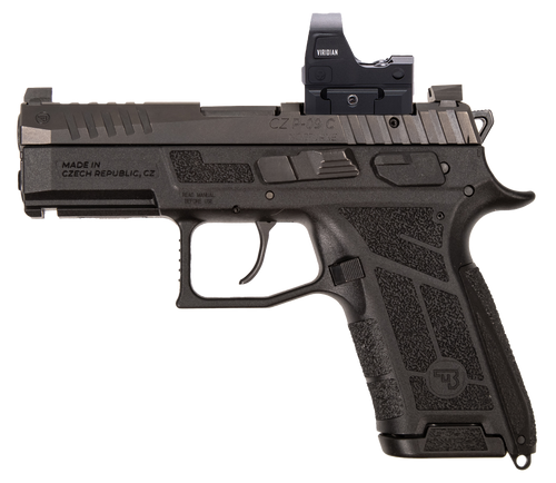 CZ P-09 C Nocturne Compact Optic Package 9mm 3.75" Barrel, Black Polymer Frame w/Picatinny Rail, Interchangeable Backstrap Grip, Viridian RFX-15 Sight, 15 Rd