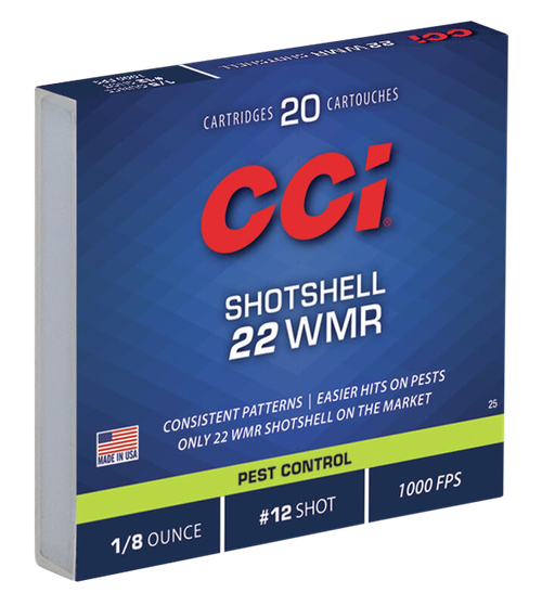 CCI Ammunition Shotshell 22 WMR, 52gr, Shotshell #12, 20rd Box
