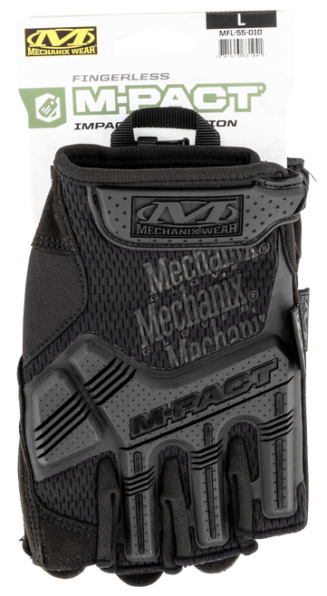 Mechanix Wear M-Pact Covert Black Fingerless Synthetic Leather Large TPR Closure
