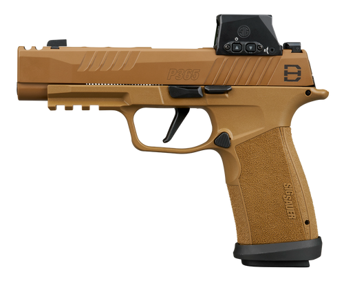 Sig P365XF DH3 9mm, 3.7" Barrel, Cerakote Finish, Coyote, X-RAY3 Sights, Romeo-X SIG-LOC Compact Red Dot, 2x21rd and 1x17rd Mags