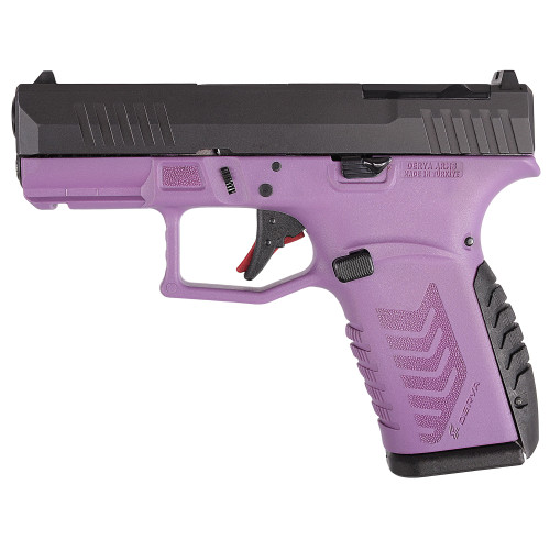 Derya DY9Z 9mm, 3.5" Barrel, Melonite Black Slide, Purple Dyed Frame, Truglo Red Fiber Optic Front Sight and Green Fiber Optic Rear Sights 15rd, 1 Magazine